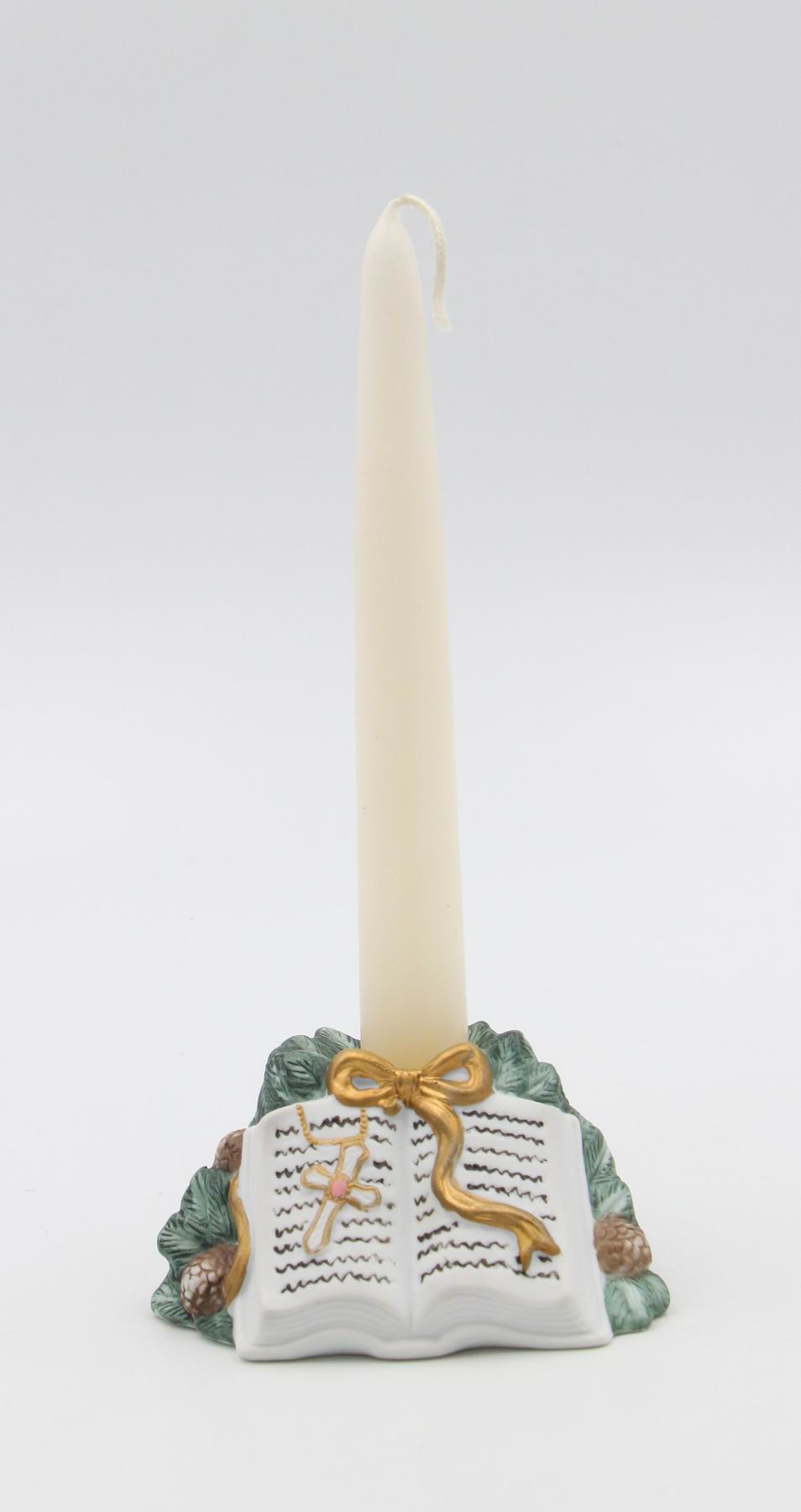 Ceramic Bible on Pine Candleholder Religious Décor Religious Gift Church Décor Church Gift Baptism Gift - Candle holder