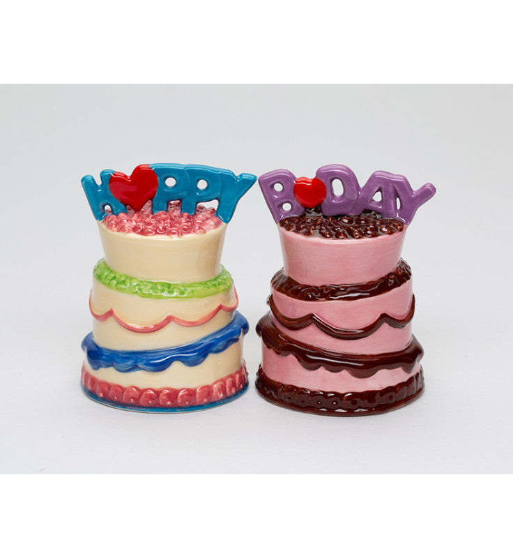 Ceramic Birthday Cakes Salt and Pepper Shakers Birthday Party Decor Kitchen Decor - Salt & Pepper Shakers