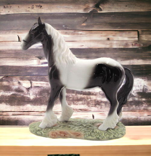 Ceramic Black And White Horse Figurine Gift for Him Her Mom Dad Cowboy Home Decor Office Decor Farmhouse Decor