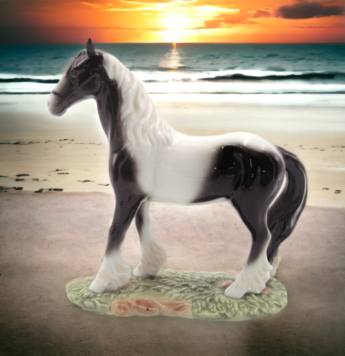 Ceramic Black And White Horse Figurine Gift for Him Her Mom Dad Cowboy Home Decor Office Decor Farmhouse Decor
