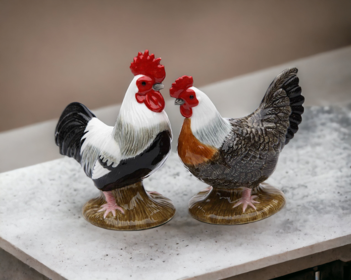 Ceramic Black and White Rooster Salt & Pepper Shakers Home Décor Gift for Her Gift for Mom Kitchen Décor Farmhouse