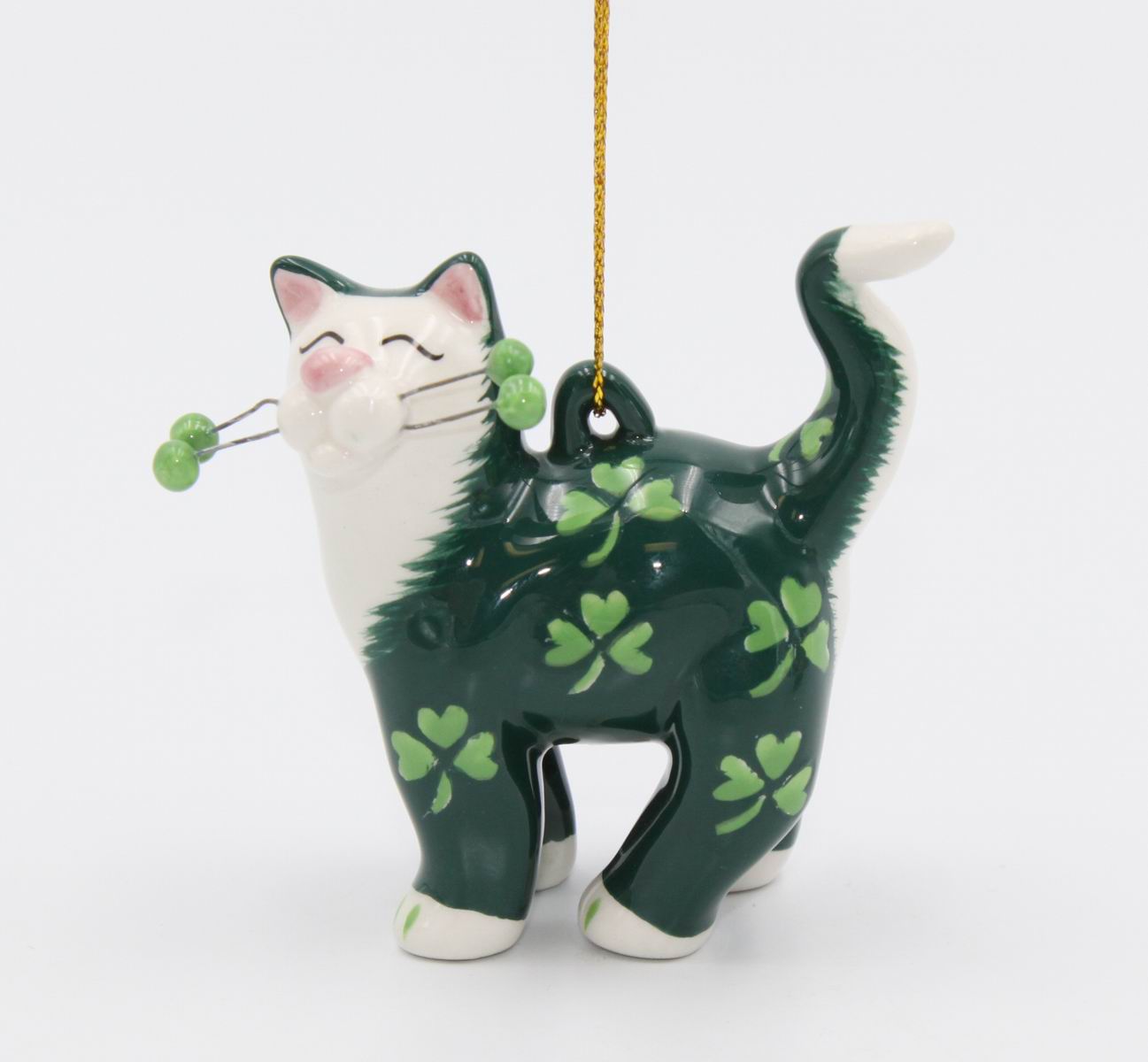 Cat Ornament - Shamrock - kevinsgiftshoppe