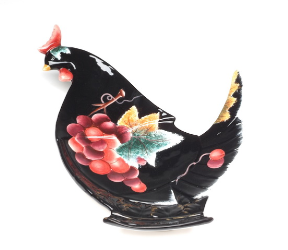 Ceramic Black Chicken Plate Home Décor Gift for Her Gift for Mom Kitchen Décor Farmhouse Décor Nature Lover Gift