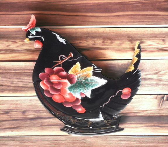 Ceramic Black Chicken Plate Home Décor Gift for Her Gift for Mom Kitchen Décor Farmhouse Décor Nature Lover Gift