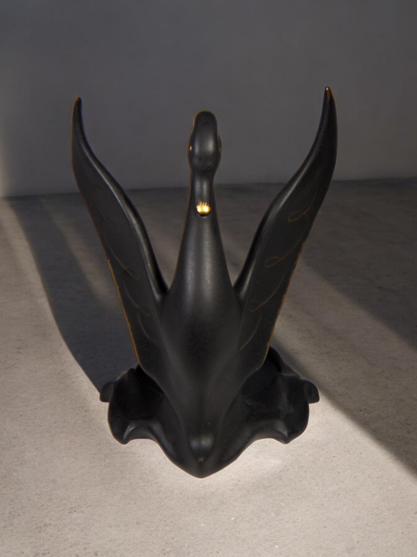 Ceramic Black Swan Figurine Modern Home Decor Gift for Her Gift for Ballerina Dancer - Figurine