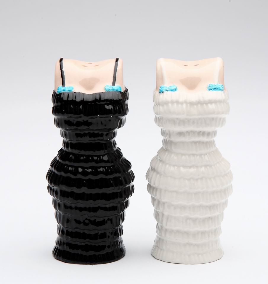 Ceramic Black & White Dress Salt & Pepper Shakers Home Décor Gift for Her Gift for Mom Gift for Friend or Coworker