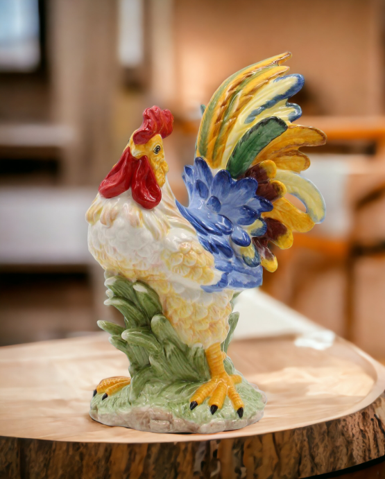 Ceramic Blue Rooster Figurine Home Décor Gift for Her Gift for Mom Kitchen Décor Farmhouse Décor Fall Decor