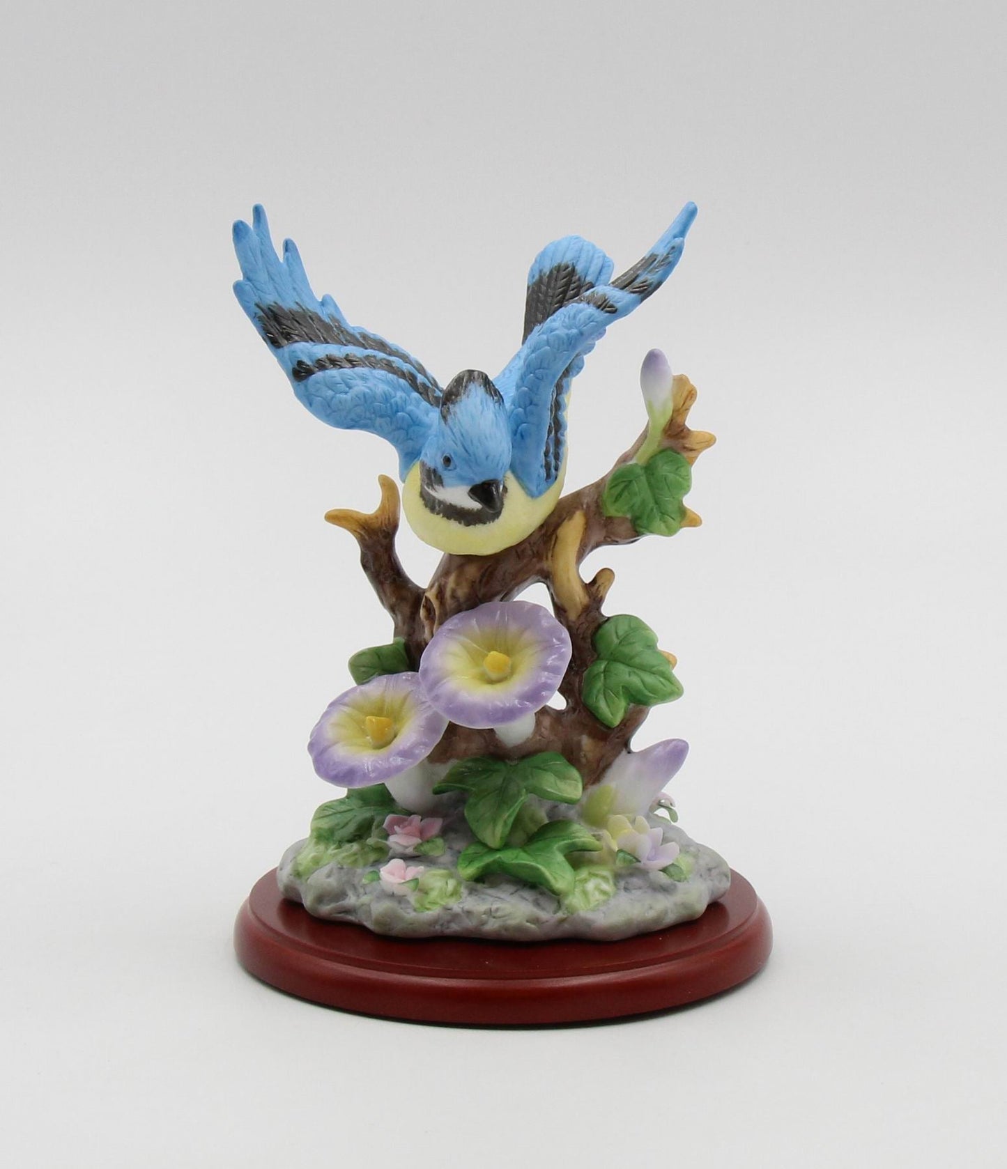 Ceramic Bluejay Bird with Morning Glory Flower Figurine Home Décor Gift for Her Gift for Mom Kitchen Décor Birdwatcher