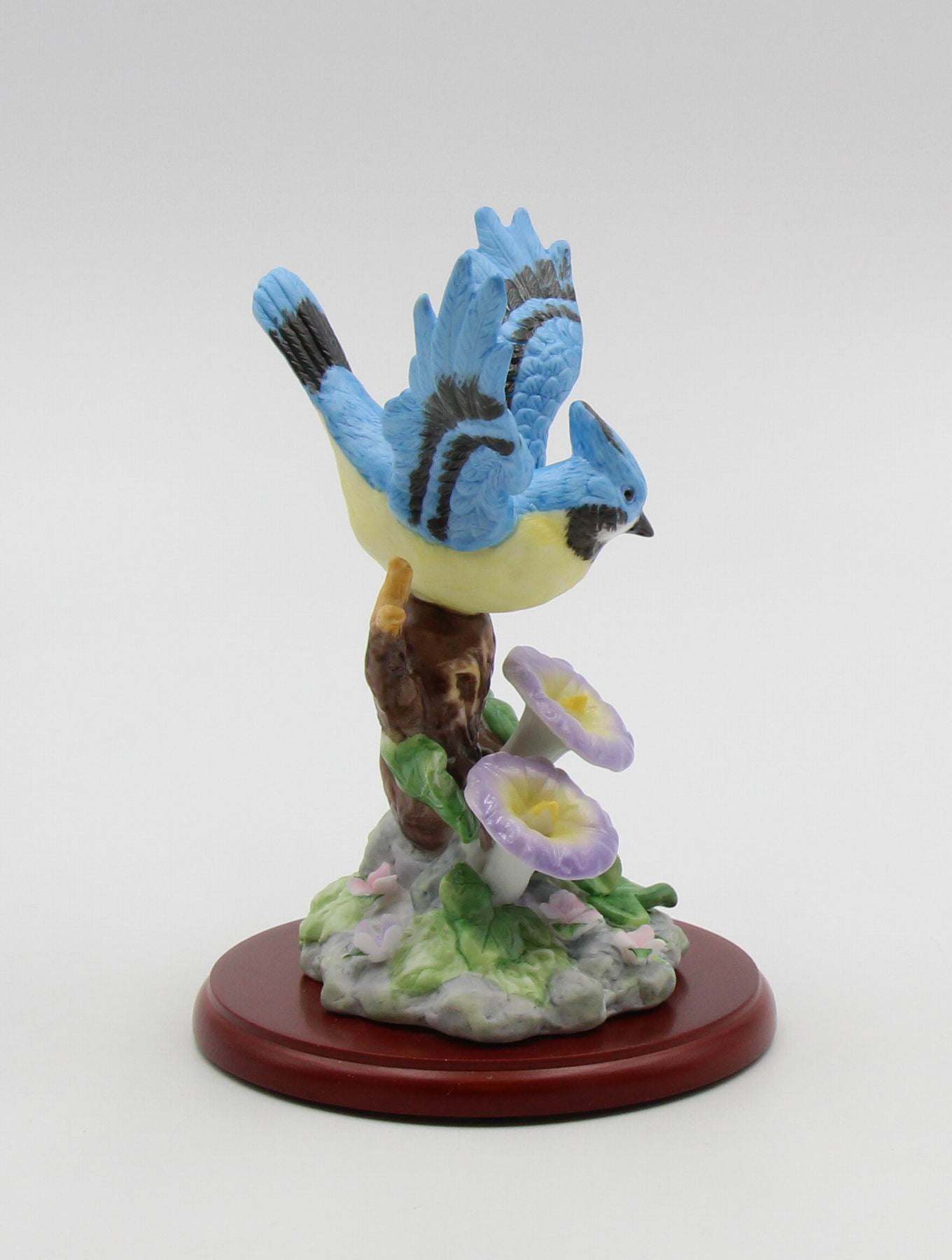 Ceramic Bluejay Bird with Morning Glory Flower Figurine Home Décor Gift for Her Gift for Mom Kitchen Décor Birdwatcher