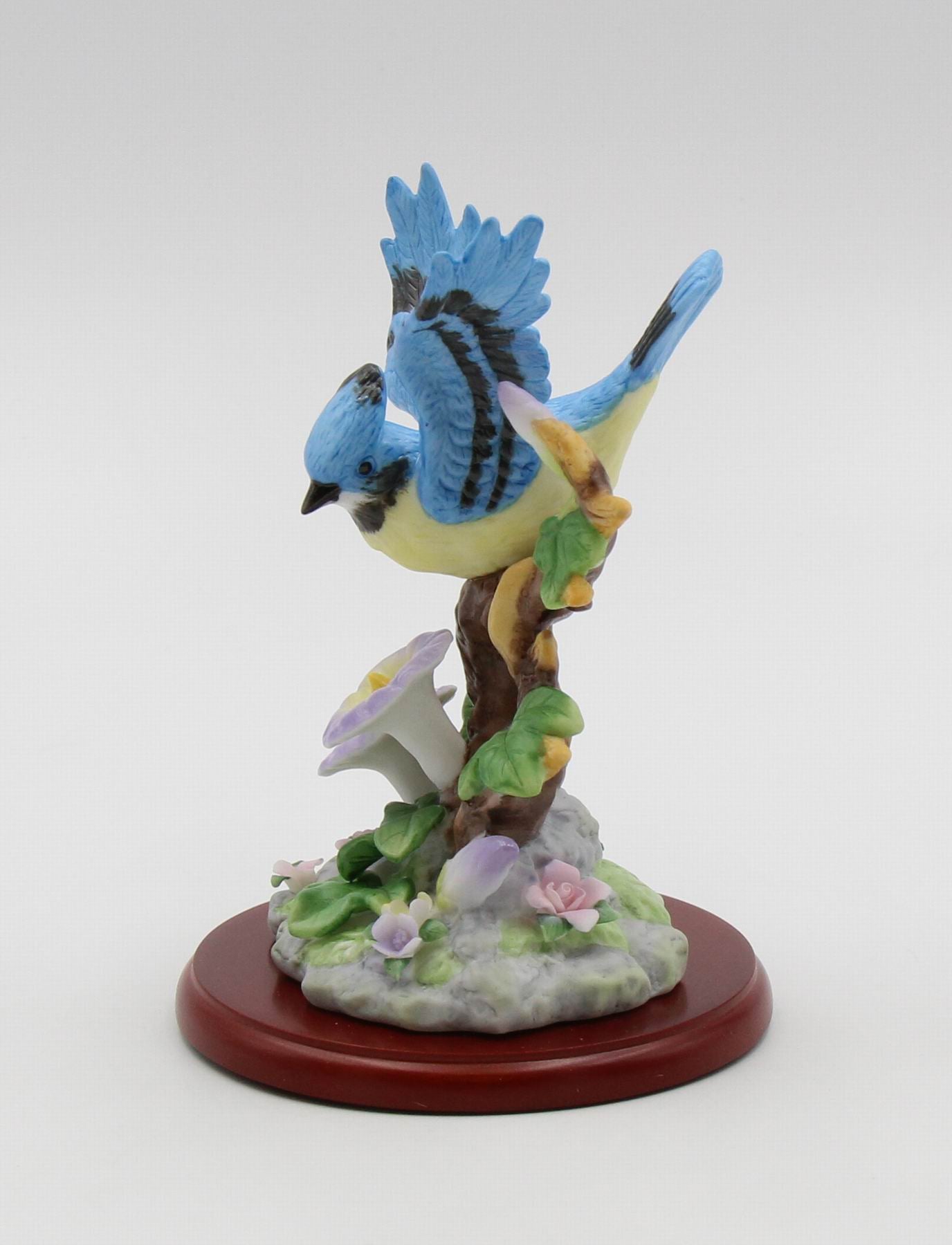 Ceramic Bluejay Bird with Morning Glory Flower Figurine Home Décor Gift for Her Gift for Mom Kitchen Décor Birdwatcher