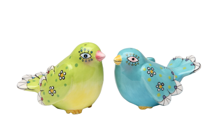 Ceramic Bohemian Birds Salt & Pepper Shakers Home Décor Gift for Her Gift for Mom Kitchen Décor Birdwatcher Gift - Salt