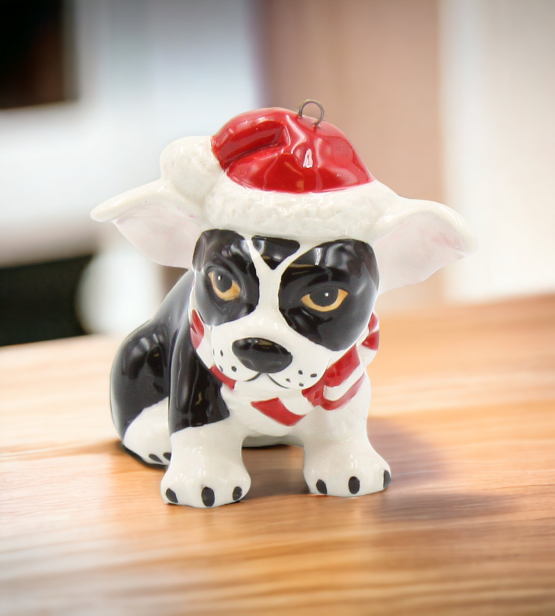 Ceramic Boston Terrier Christmas Ornament Home Décor Gift for Her Gift for Mom Kitchen Décor Dog Lover Gift Pet Loss