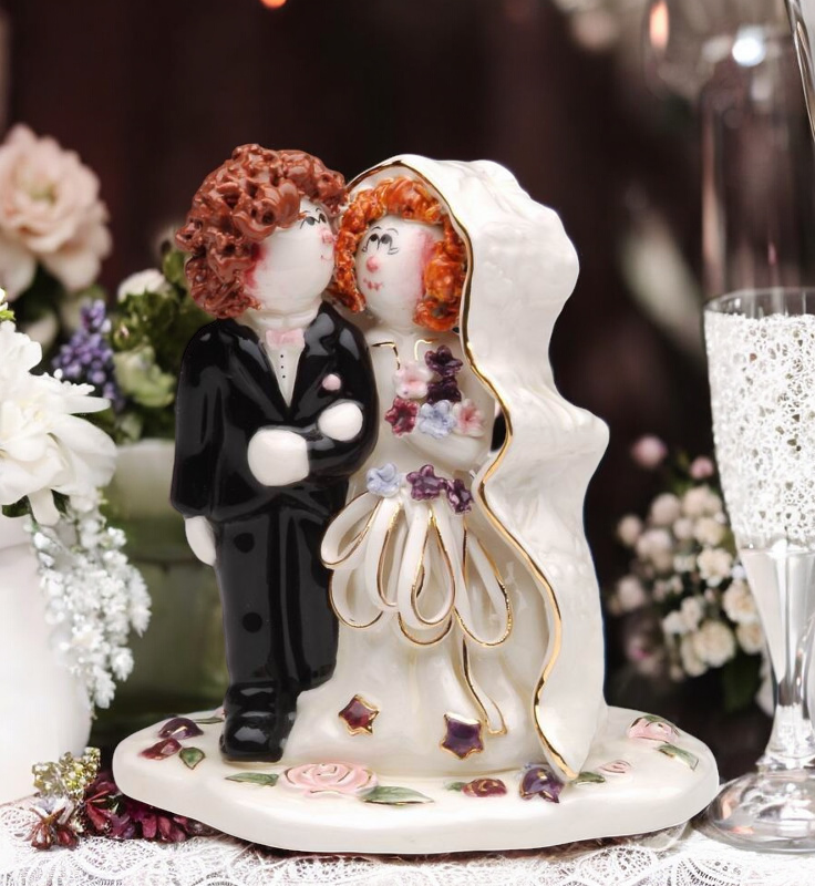 Ceramic Bride and Groom Wedding Cake Topper Wedding Decor Wedding Gift - cake topper