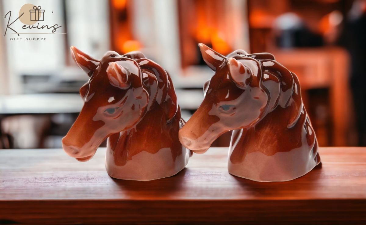 Ceramic Brown Horse Salt & Pepper Shakers Equestrian Gift Home Décor Gift for Her Gift for Mom Kitchen Décor Farmhouse