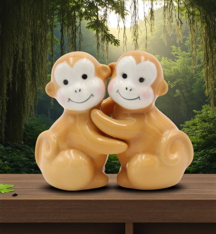 Ceramic Brown Monkey Salt And Pepper Shakers Home Décor Gift for Her Gift for Mom Kitchen Décor - Salt & Pepper Shakers