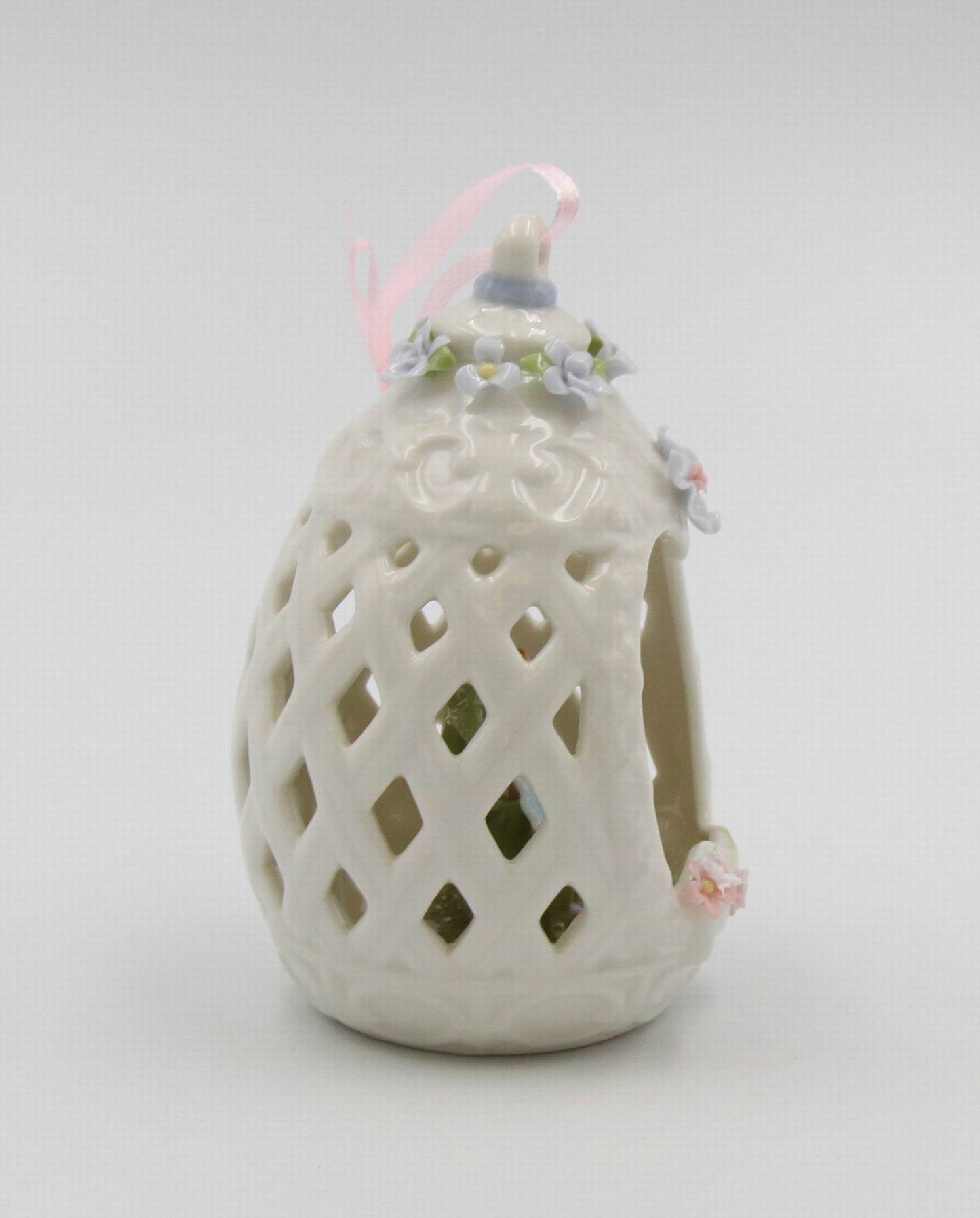 Ceramic Butterfly with Flowers inside Carved Egg Dome Ornament Home Décor Gift for Her Gift for Mom Kitchen Décor