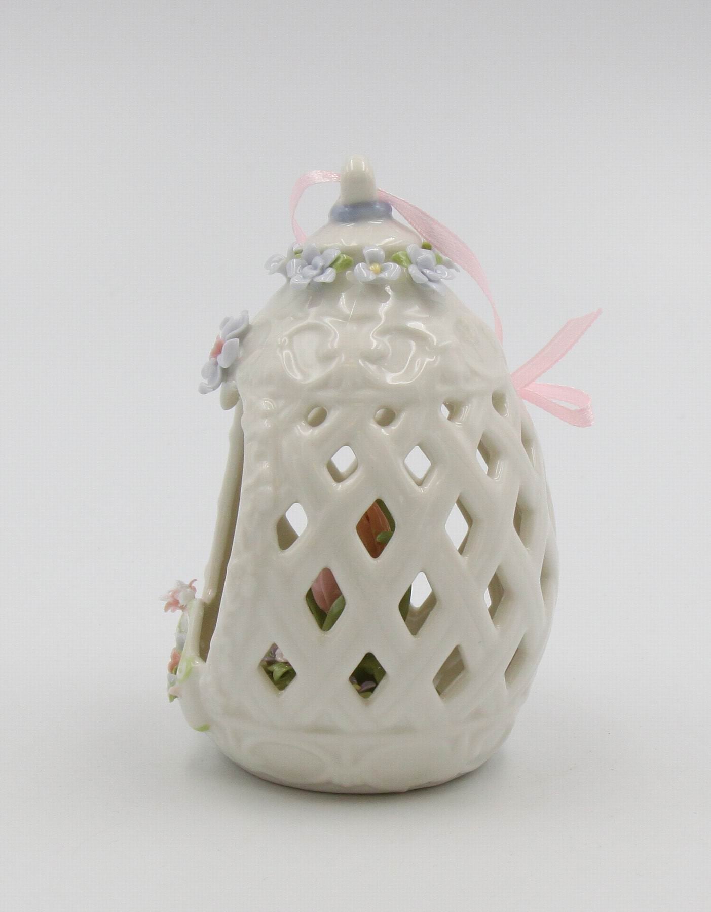 Ceramic Butterfly with Flowers inside Carved Egg Dome Ornament Home Décor Gift for Her Gift for Mom Kitchen Décor