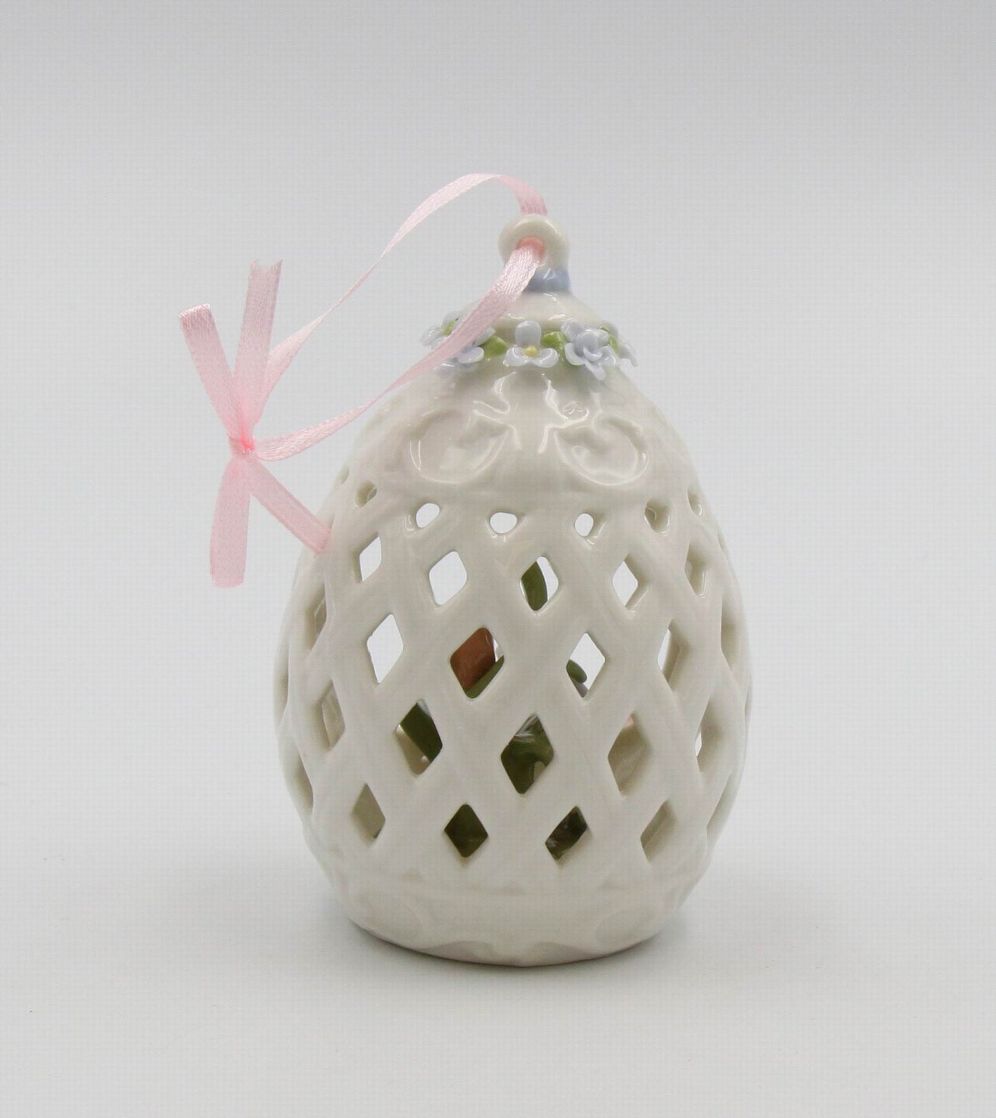 Ceramic Butterfly with Flowers inside Carved Egg Dome Ornament Home Décor Gift for Her Gift for Mom Kitchen Décor