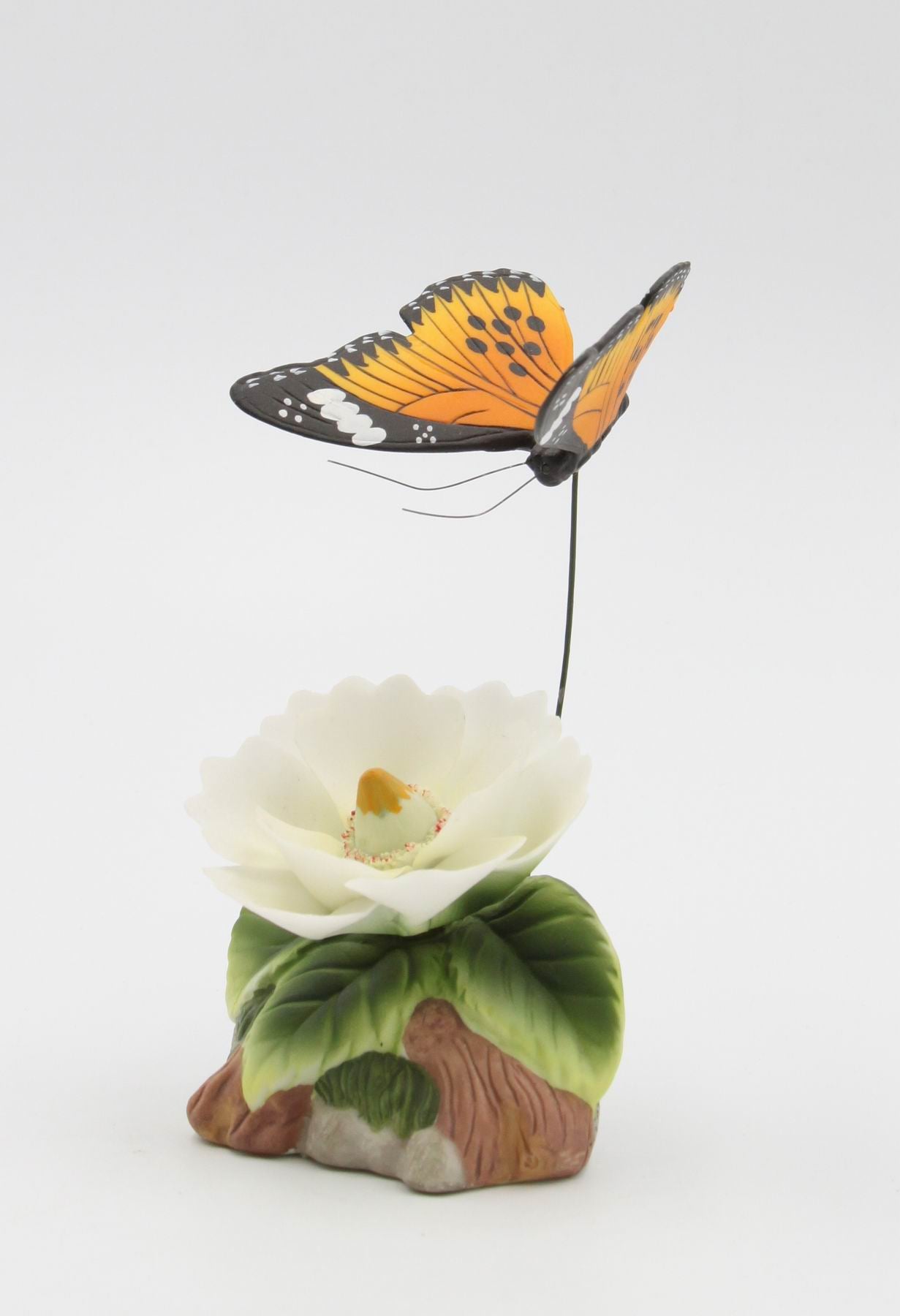 Ceramic Butterfly with Magnolia Flower Figurine Home Décor Gift for Her Mom Kitchen Décor Farmhouse Décor Vintage Decor