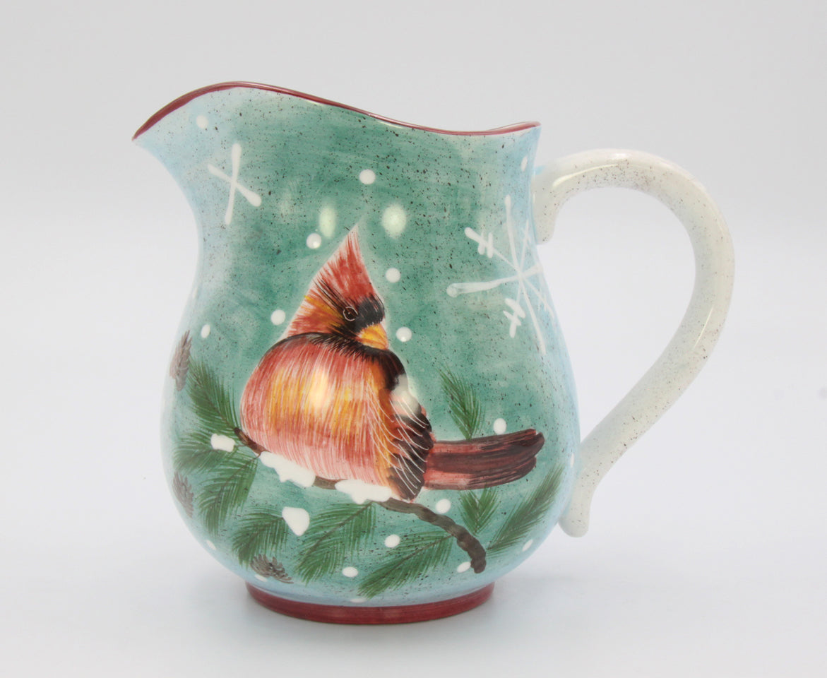 Ceramic Cardinal Bird Christmas Pitcher Home Décor Gift for Her Gift for Mom Kitchen Décor Christmas Décor - pitcher