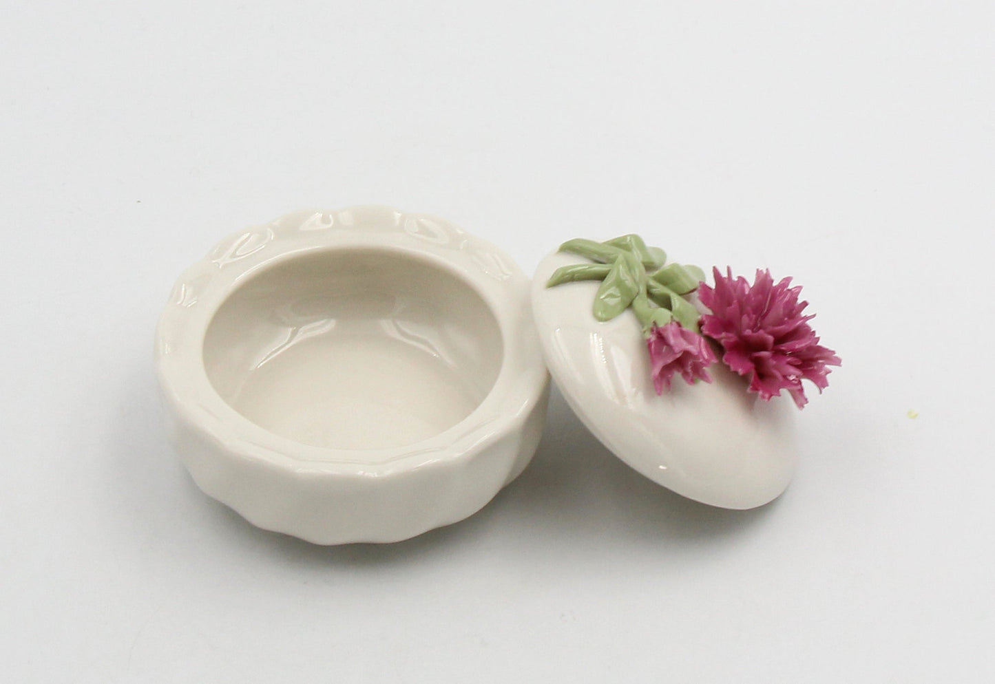 Ceramic Carnation Flower Jewelry Box Home Décor Gift for Her Gift for Mom Vanity Décor Romantic Décor - Jewelry Holders