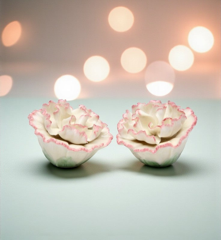 Ceramic Carnation Flower Salt & Pepper Shakers Home Décor Gift for Her Gift for Mom Kitchen Décor - Salt & Pepper
