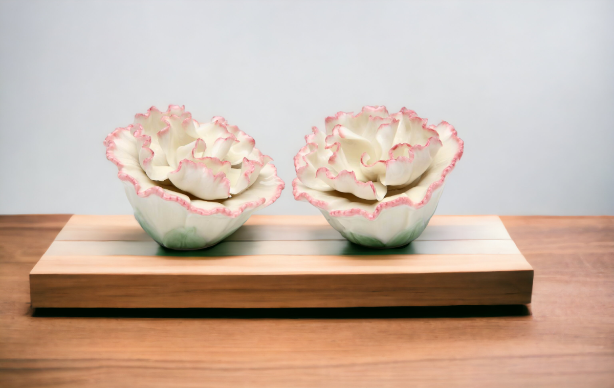 Ceramic Carnation Flower Salt & Pepper Shakers Home Décor Gift for Her Gift for Mom Kitchen Décor - Salt & Pepper