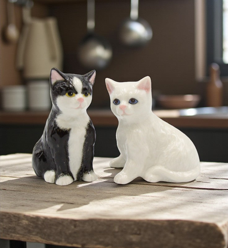 Ceramic Cat Salt And Pepper Shaker Set Home Décor Gift for Her Gift for Mom Kitchen Décor Cat Lovers Gift - Salt &