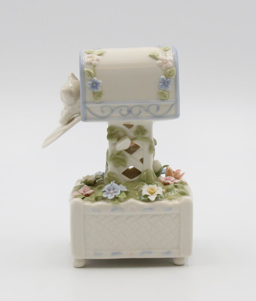 Ceramic Cat Sleeping in Mailbox Playing ’Memory’ Cat Lover Gift Gift for Her - Music box