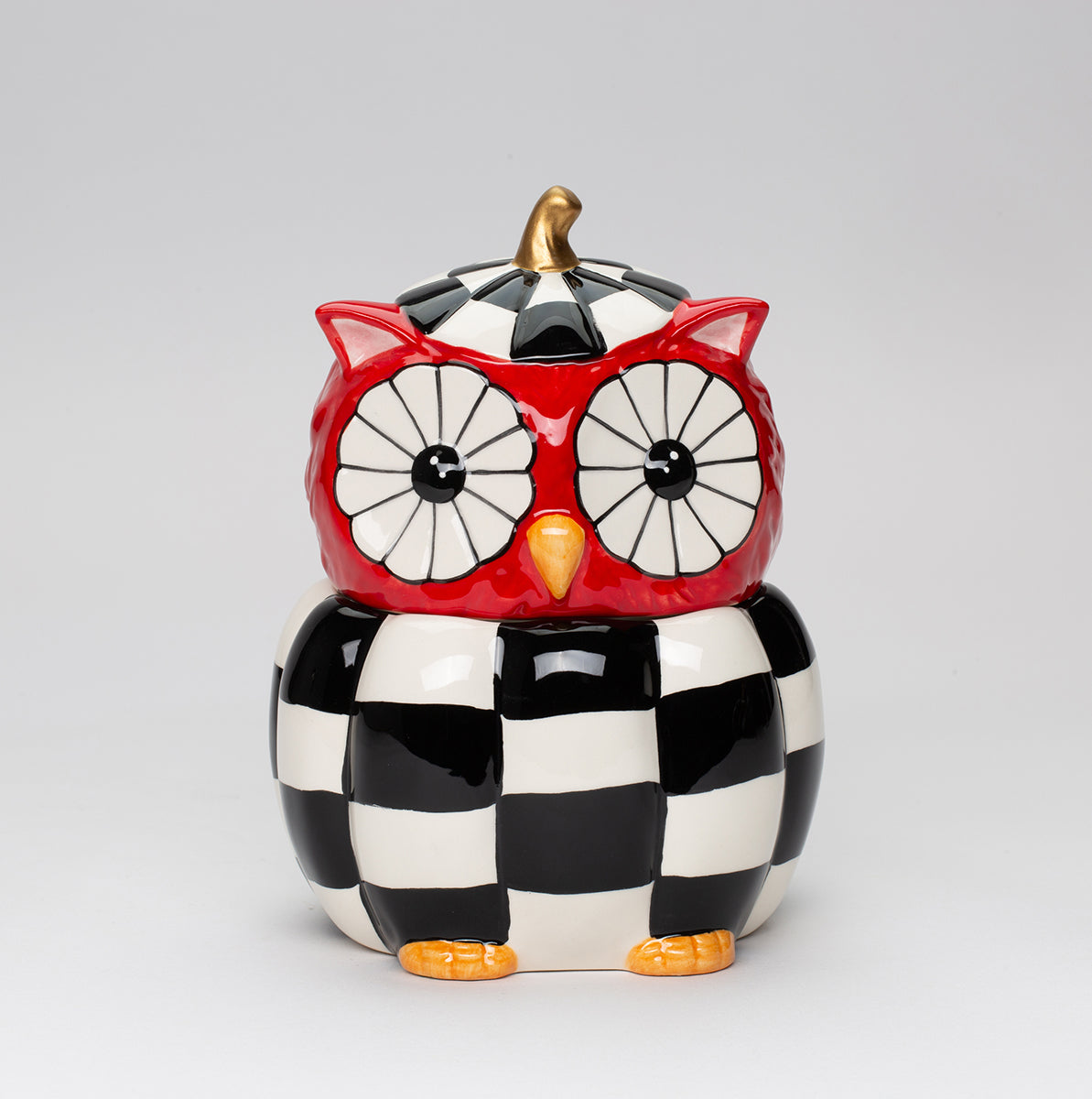 Ceramic Checkerboard Owl Candy Jar Kitchen Decor Fall Decor Gift for Her Gift for Mom - candy box