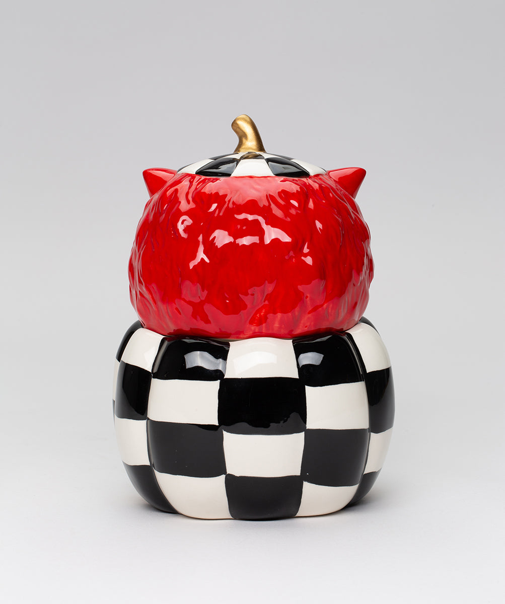 Ceramic Checkerboard Owl Candy Jar Kitchen Decor Fall Decor Gift for Her Gift for Mom - candy box