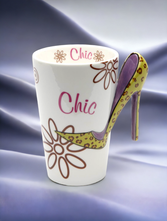 Ceramic Chic Leopard Print High Heel Coffee Mug Home Décor Gift for Her Mom Friend or Coworker Kitchen Décor Office