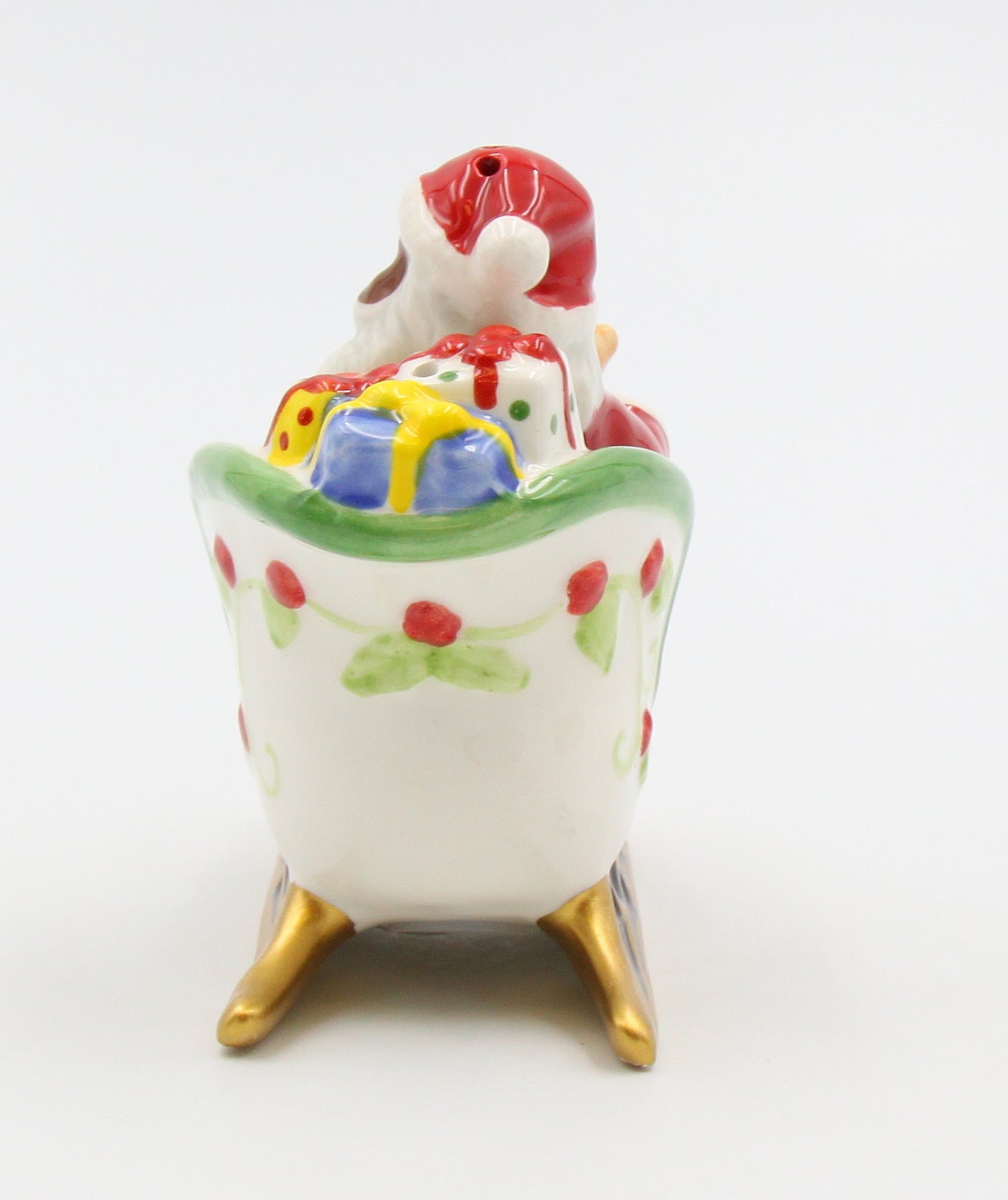 Ceramic Christmas African American Santa Riding Sleigh Salt And Pepper Shakers Home Décor Gift for Her Gift for Mom