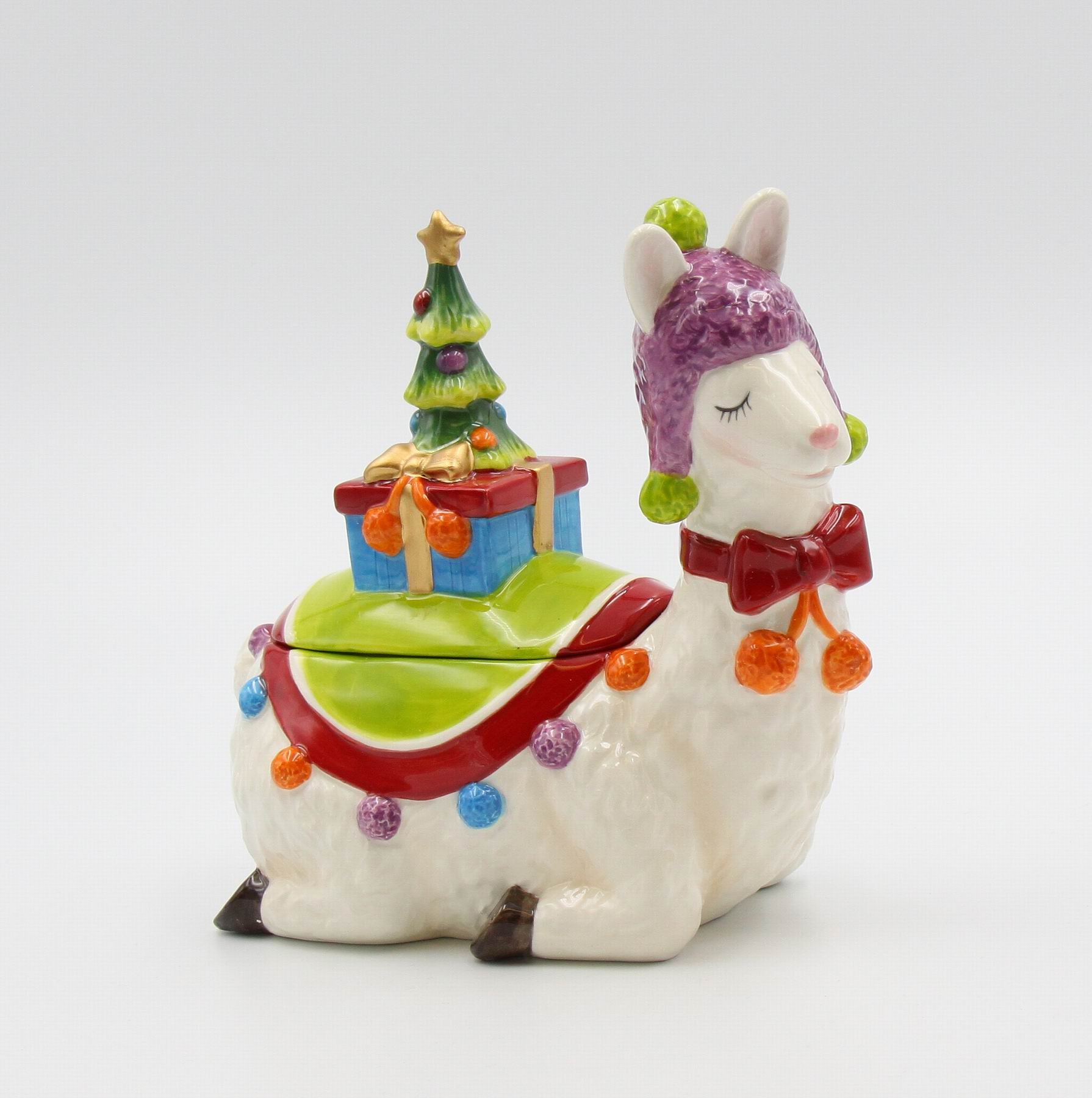 Ceramic Christmas Alpaca/Llama Candy Box Home Décor Gift for Her Gift for Mom Kitchen Décor Christmas Décor - candy box