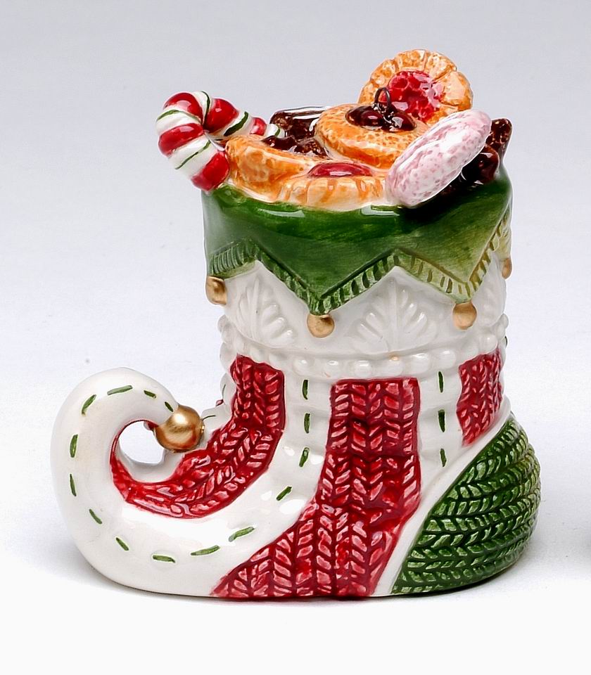 Ceramic Christmas Candy Can Boot Ornament Home Décor Gift for Her Gift for Mom Kitchen Décor Christmas Décor - Ornament