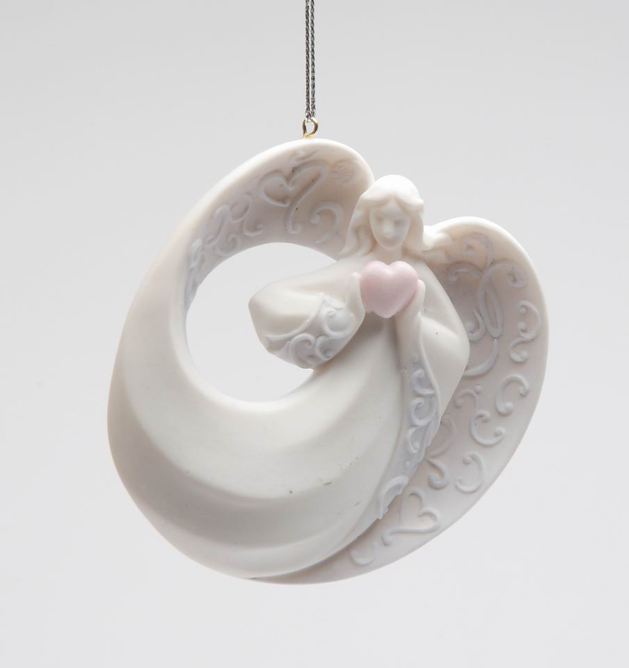 Ceramic Christmas Decor Angel Ornament With Heart Home Décor Religious Décor Religious Gift Church Décor Baptism Gift