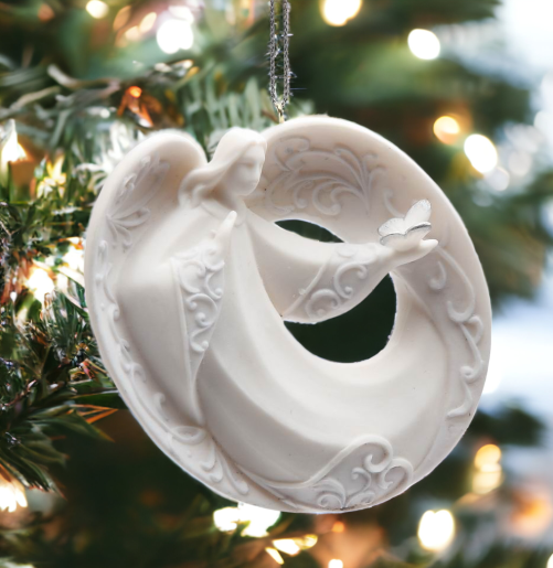 Ceramic Christmas Decor Angel With Butterfly Ornament Home Décor Religious Décor Religious Gift Church Décor Baptism