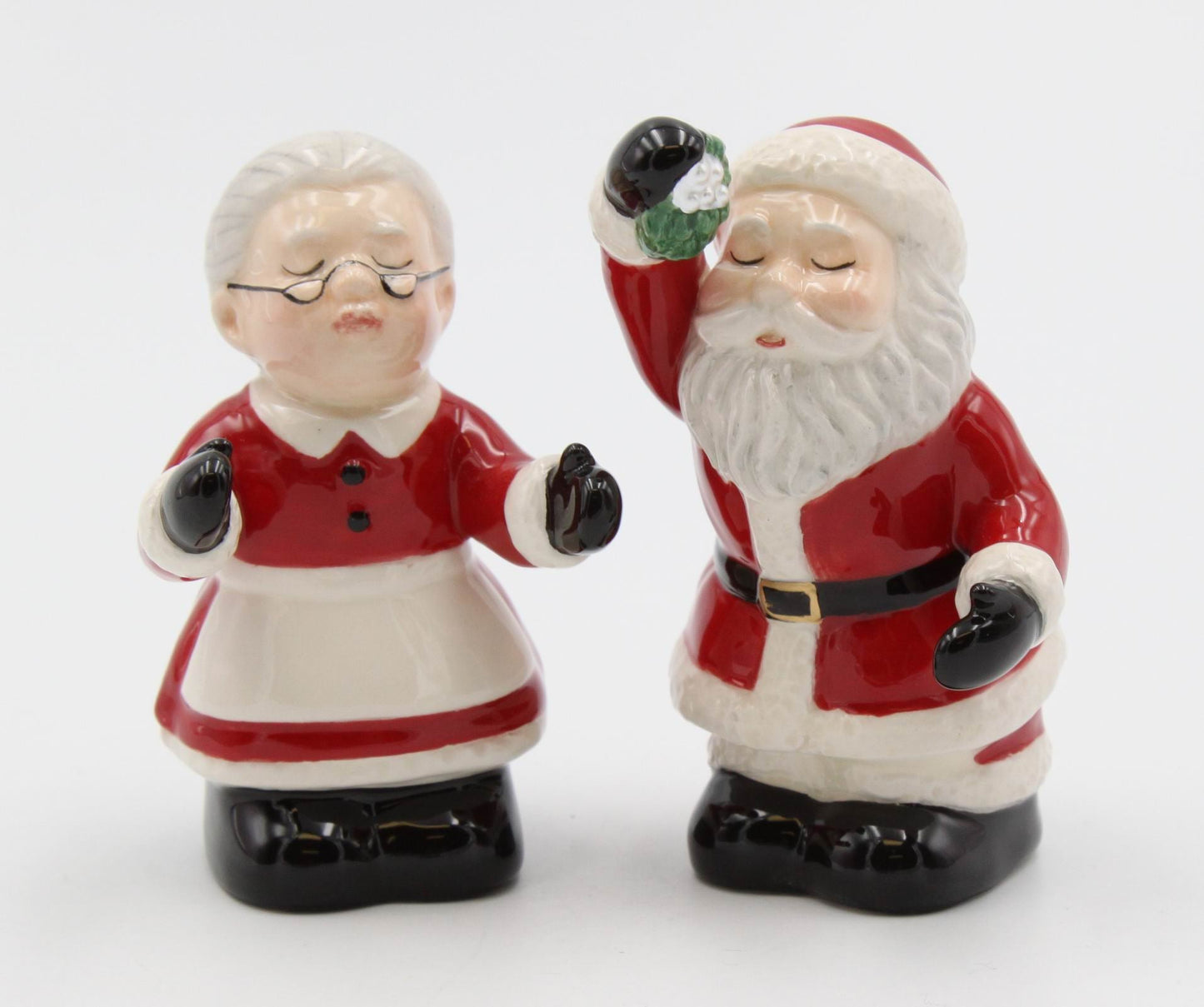 Ceramic Christmas Decor Kissing Santa and Mrs. Claus Salt And Pepper Shakers Home Décor Gift for Her Gift for Mom