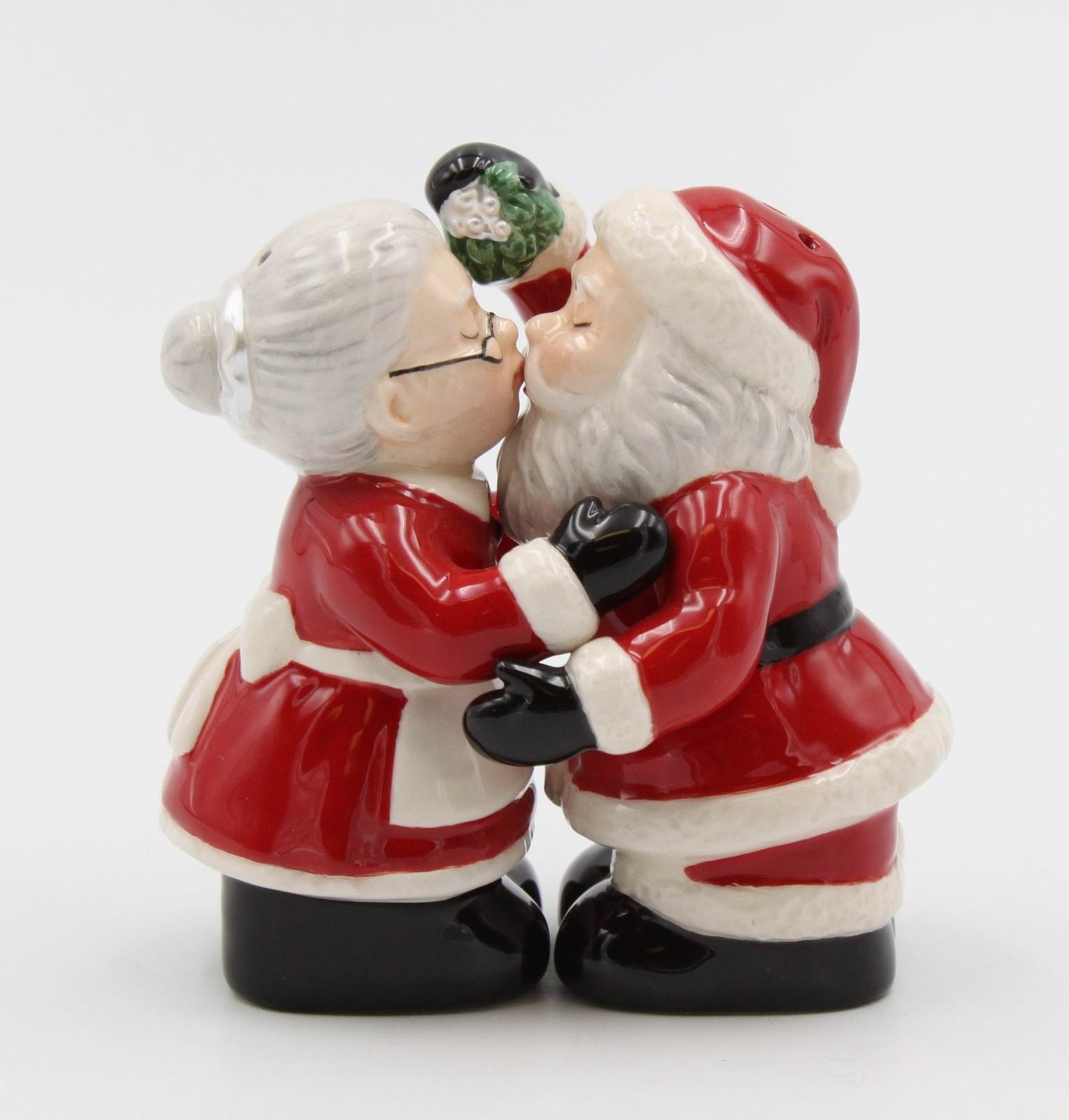 Ceramic Christmas Decor Kissing Santa and Mrs. Claus Salt And Pepper Shakers Home Décor Gift for Her Gift for Mom