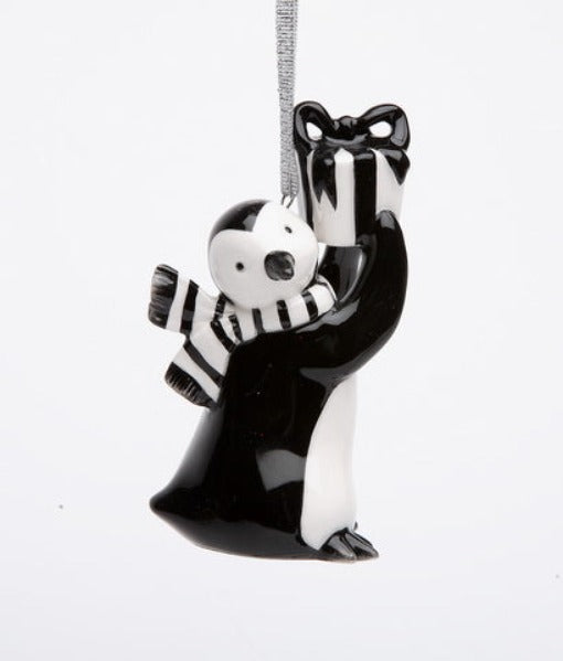 Ceramic Christmas Decor Penguin With Gift Ornament Home Décor Gift for Her Gift for Mom Kitchen Décor Christmas Décor