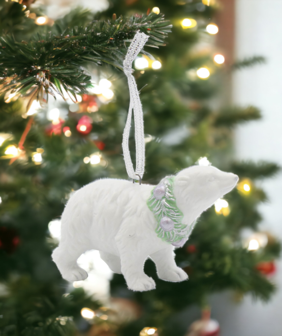 Ceramic Christmas Decor Polar Bear Ornament Home Décor Gift for Her Mom Him Dad Christmas tree Décor Wall Decor