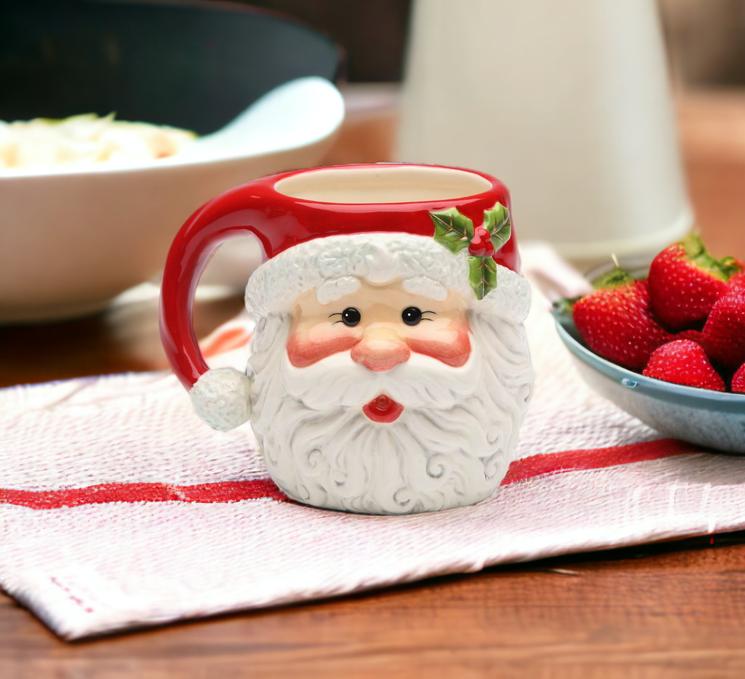 Ceramic Christmas Decor Santa Claus Mug (Set of 4) Holiday Coffee Mug Gift for Her Gift for Mom Gift for Him - Mugs