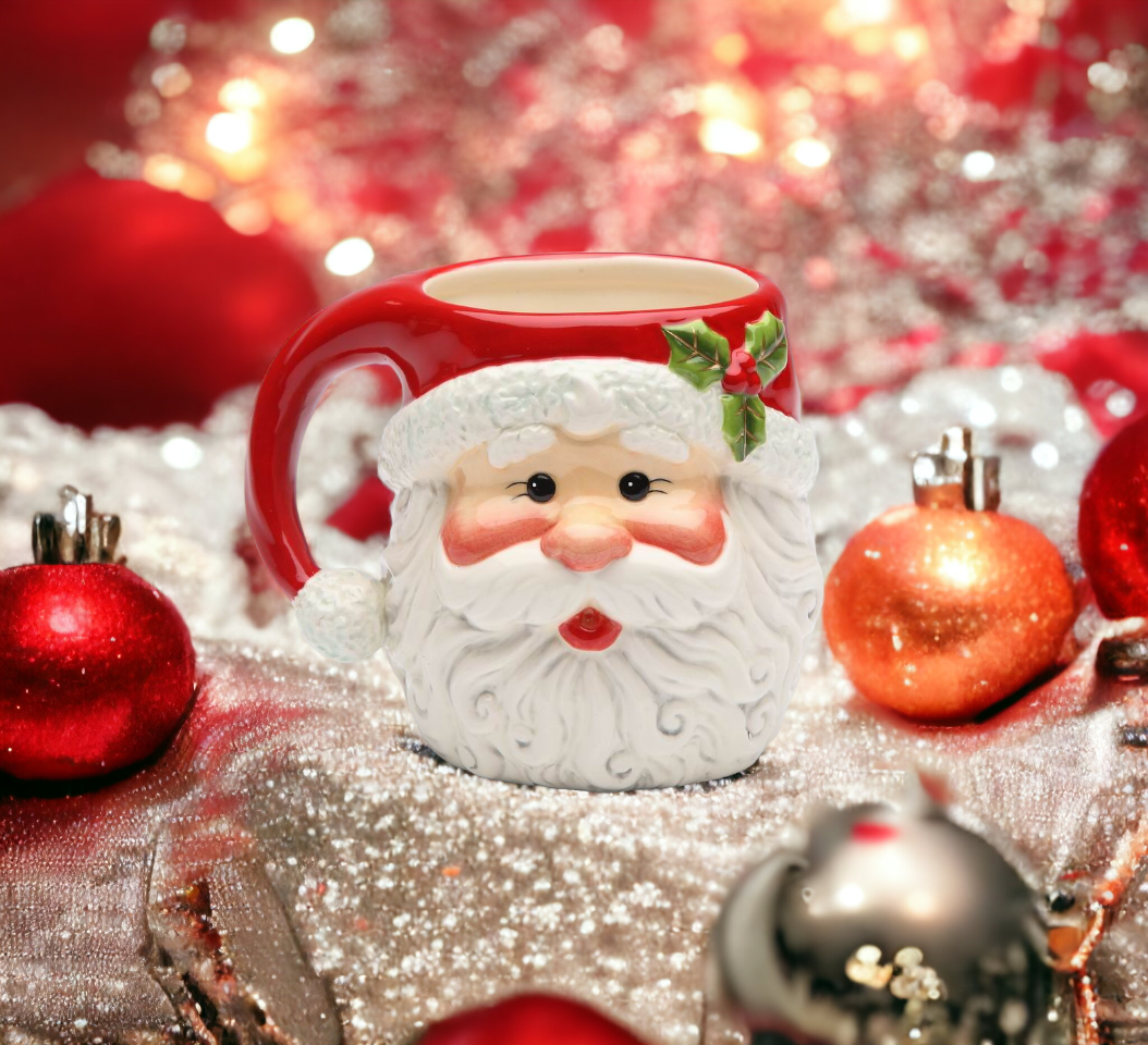 Ceramic Christmas Decor Santa Claus Mug (Set of 4) Holiday Coffee Mug Gift for Her Gift for Mom Gift for Him - Mugs