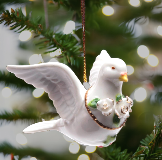 Ceramic Christmas Fantasia Dove Ornament Home Décor Gift for Her Mom Him Dad Christmas tree Décor Wall Decor - Ornament
