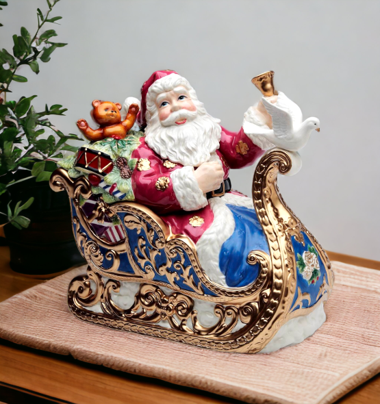 Ceramic Christmas Fantasia Santa Cookie Jar Home Décor Gift for Her Gift for Mom Kitchen Décor Christmas Décor