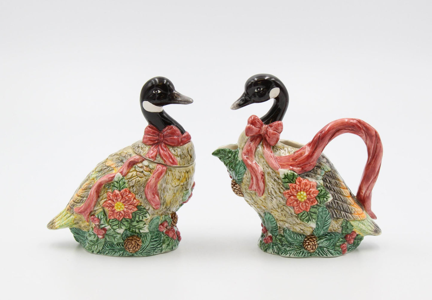 Ceramic Christmas Geese Sugar and Creamer Set Home Décor Gift for Her Gift for Mom Farmhouse Kitchen Décor Christmas