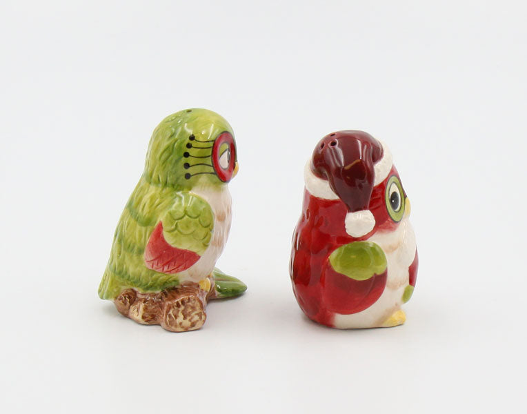 Ceramic Christmas Owl Salt & Pepper Shakers Home Décor Gift for Her Gift for Mom Kitchen Décor - Salt & Pepper Shakers