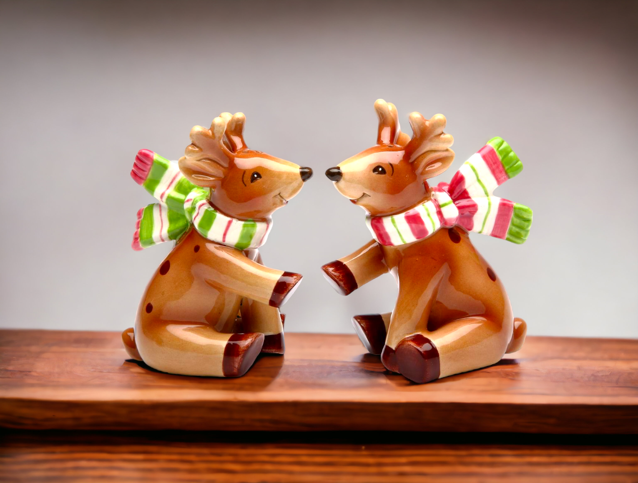 Ceramic Christmas Reindeer Salt & Pepper Shakers Home Décor Gift for Her Gift for Mom Kitchen Décor Christmas Décor