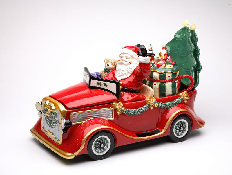 Ceramic Christmas Santa Candy Delivery - 1 Jar 2 Plates 2 Mugs Home Décor Gift for Her Gift for Mom Kitchen Décor