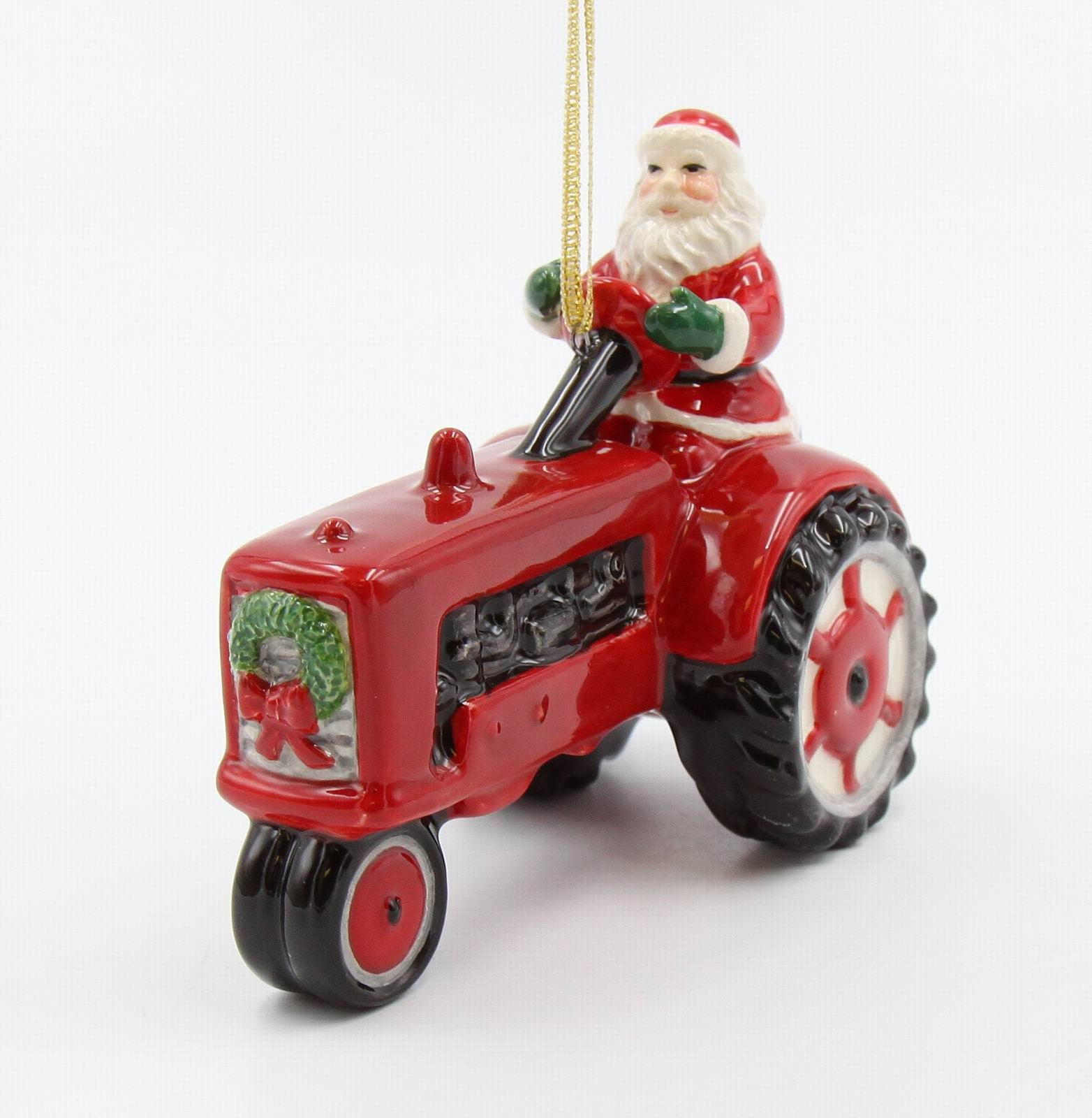 Ceramic Christmas Santa Driving Tractor Ornament Home Décor Gift for Her Gift for Mom Kitchen Décor Christmas Décor